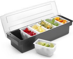 BarUp Bar Garneerunit met 6 Bakjes - Cocktail Ingrediëntenbak - 48x15x(H)10cm