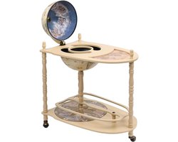 Barwagen in vintage stijl, wijnkast met wielen, minibar van eucalyptushout, drankwagen met tafelblad, nautisch design voor woonkamer en kantoor