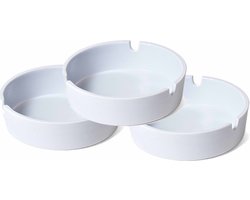 Basic asbakken in het wit - 12x - Dia 10 cm - kunststof - Tafel asbak - buiten - Binnen