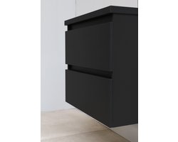 Basic Bella Badkamermeubelset - 60x55x46cm - 1 wasbak - Acryl - Zwart - 0 kraangaten - Zonder spiegel - Melamine Zwart mat