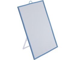 Basic make-up spiegel/scheerspiegel op standaard kunststof 15 x 20 cm blauwï¿½- Badkamer/kaptafel opmaakspiegels