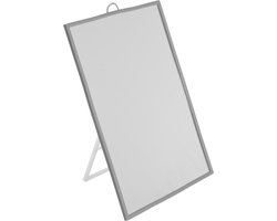 Basic make-up spiegel/scheerspiegel op standaard kunststof 20 x 30 cm grijsï¿½- Badkamer/kaptafel opmaakspiegels