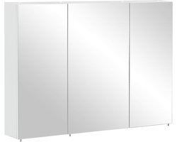 Basic Spiegelkast hout glas metaal wit 100 cm - Badkamermeubel - Schildmeyer
