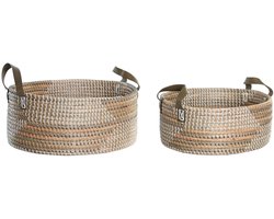 Basket spelset DKD Home Decor 45 x 35 x 18 cm Polyurethaan Tropisch Zeegras