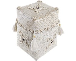 Basket spelset DKD Home Decor Wit Bamboe Schelpen (24 x 24 x 30 cm) (3 Onderdelen)