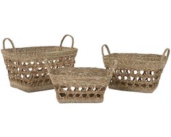 Basket spelset Home ESPRIT Natuurlijk Zeegras Tropisch (3 Onderdelen)