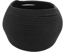 Basket Storage - Kleine Toy en Wasmand - Katoen Gevlochten met Handvatten - Handdoekmand voor Woonkamer - Zwart - 28 x 20 cm