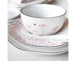 Bastion Collections bowl 14.5x7cm wit / roze 'rose daisies'
