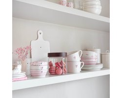 Bastion Collections bowl 14.5x7cm wit / roze 'watercolour rose stripes'