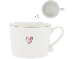 Bastion Collections koffiekop 10x8x7cm wit / roze 'rose heart'