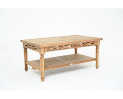 Batavia Teakhouten Salontafel met Legplank – 100×50 cm – Klassiek Tuinmeubel