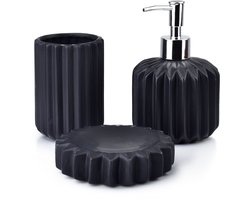 Bathlab FERRA Serie - Keramische Badkamer Set - 380ml - Moderne Afwerking - Zilver