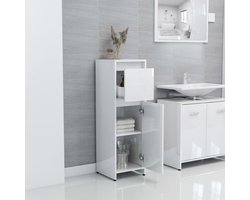 Bathroom Cabinet Slim Bathroom Organizers and Storage Cabinet with Doors for Home High Gloss White 30x30x95 cm Engineered Wood
