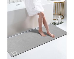 Bathroom Mat with Long Diatomaceous Earth Stone Bath Mat Large Super Absorbent Diatomaceous Earth Bath Mat Non-Slip Rubber Backing Quick Dry Shower Mat Thin Bathroom Rugs Floor Mat, 43x149cm,