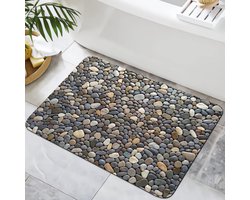 Bathroom Rugs Non Slip Washable - Cobblestone Pattern Bath Mat - Small Rubber Backing Floor Mat 43 x 60cm