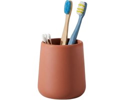 Bathroom Solutions Badkamer beker / tandenborstelhouder Earth Serie - Keramiek - terracotta - 8 x 10 cm