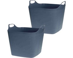 Bathroom Solutions flexibele kuip emmers/wasmanden - 2x stuks - blauw