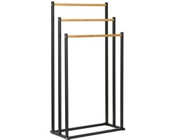 Bathroom Solutions Handdoekrek 45x23x85 cm Metaal/Bamboe/Zwart