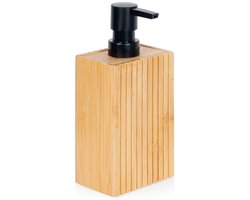 Bathroom Solutions - Houten Zeepdispenser - 280 ml - Moderne Ontwerp - Bamboe - Zwart Pompje