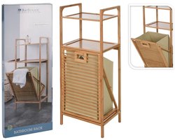 Bathroom - Solutions - Opbergrek - met - 2 - schappen - en - wasmand - 95 - cm - bamboe