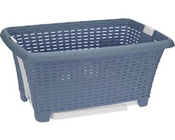 Bathroom solutions wasmand op poten - blauw - 38 liter - 39 x 59 x 29 cm - Wasgoedmanden - kunststof