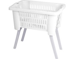 Bathroom solutions wasmand op poten - wit - 38 liter - 39 x 59 x 29 cm - Wasgoedmanden - kunststof