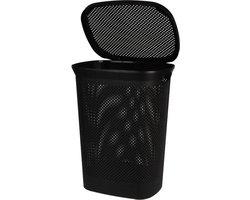 Bathroom Solutions Wasmand - zwart - 60 liter - 37 x 46 x 60 cm - met deksel