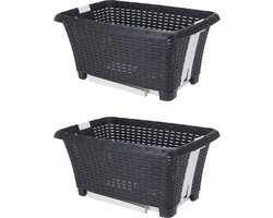 Bathroom Solutions wasmanden op poten 2x stuks - 38L - kunststof - grijs