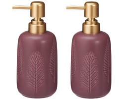 Bathroom Solutions Zeeppompje / dispenser Forrest - 2x - bordeaux rood - aardewerk - 7 x 17 cm - 370 ml - keuken en badkamer