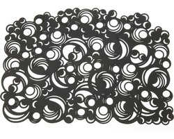 Batucada – Moon Quarter - Plantaardige - Placemat - Cirkels - Rondjes patroon - oogt zoals Rubber - Anti Slip - 1 stuk - Zwart - 41 x 31,5cm – Onderlegger - Vegan