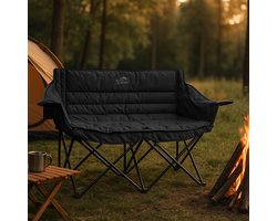 BAUER & MEYER® Campingstoel XL - Kampeerstoel - Opvouwbaar - Visstoel Inklapbaar - 2 Personen - Max. 300 kg - Vouwstoel - Incl. Draagtas - C600 Zwart