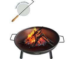 BAUER & MEYER® Vuurschaal - Vuurkorf voor buiten - Tuinhaard - Sfeerhaard - incl. vuurpook - Dia Ø 60 cm - Zwart