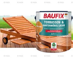 BAUFIX Terras & Tuinmeubel Houtbeits buiten – 2,5 liter – Douglas – Watergedragen – Sneldrogende Langdurige Bescherming – Voor Zacht- & Hardhout