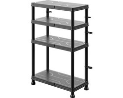 Baulich Kunststof Rek 92,6×60×30 cm - 4 Legplanken - Draagvermogen 100 kg - Klikmontage - Zwart