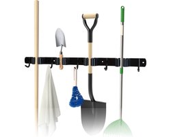 Baulk® - Bezem ophangsysteem – Bezemhouder – Tuingereedschap – RVS – 4 houders – 5 haken