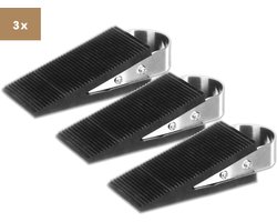 Baulk® - Deurstopper – Deurstoppers Buiten en Binnen – Raamstopper – Rubber Spie – RVS – Set 3 – Extra grip