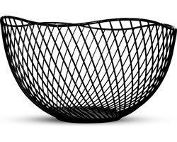 Baulk® - Fruitschaal zwart – Fruitmand – Metaal – Modern – Medium – 25cm - Curved