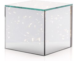 BAULK® │ Tafellamp op batterijen │ Tafellamp │ Sfeerlamp │ Led │ Glas │Vierkant │AA-Batterijen │12x12x12cm