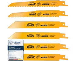 BAURIX® Decoupeerzaagbladen - SHARK® [6 Stuks] - 150 mm - 5/8 tot 24 TPI - Reciprozaagbladen voor snelle en zuivere zaagsneden - Decoupeerzaagbladen voor spijkers, metal - Zaagbladen