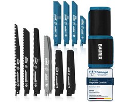 BAURIX® [LONG LIFE] Reciprozaagbladen | 35 Stuks | Zaagblad Voor Hout, Vers Hout en Metaal | Houtzaagbladen & Metaalzagbladen met Etui | Zaagbladen voor Snelle en Zuivere Sneden