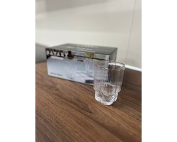 Bavary Clover Lines - Kort Drinkglazen - Koffie Glas – 220ml – Set van 6 - Goud