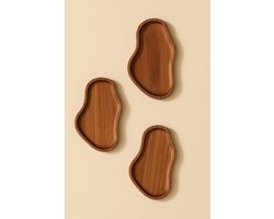 Bavary Collection Akiro – Acaciahouten Schalen Set van 3 – 20 x 12 cm – Organische Vorm – Luxe Houten Trays