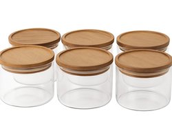 BAVARY Collection Space – 6-delige glazen voorraadbakjes set (6×300 ml) – luchtdichte & stapelbare bewaarbakjes met deksel – transparant glas