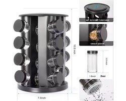 Bavary Kruiden Rek - 360 graden roteerbaar - 16 Potjes - Zwarte Design