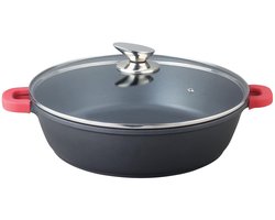 Bavary ® Pan - Braadpan Ø 36 cm - Alle warmtebronnen - Antiaanbaklaag - Inductie - Met glazen deksel - Hapjespan - Zwart
