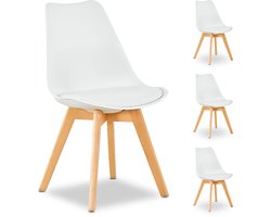 Bayt Eetkamerstoelen set van 4 - Eetkamerstoelen - Keukenstoelen set 4 - Eetkamerstoelen met houten poten - Wit