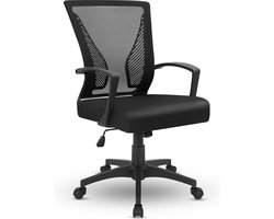 Bayt Ergonomische Bureaustoel - Office Chair - Bureaustoel - Bureaustoel volwassenen - Kantoorstoel - Verstelbaar - Zwart - Nylon basis