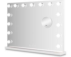 Bayt Hollywood Spiegel met verlichting - Make Up Spiegel met Verlichting - Spiegel Met Verlichting - Dimbaar - 10x Vergroting - 58x46cm - Wit