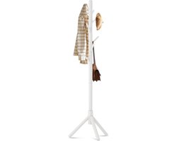 Bayt Kapstok - Staande kapstok - Kapstok Hout - Kapstok Staand - Garderoberek - 8 Haken - 175 cm - Wit