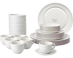 Bayt Kitchen Serviesset - Servies 6 Persoons - Servies - Bordenset - Serviesset 30 delig - Kommen- Schaaltjes - Porselein - Wit